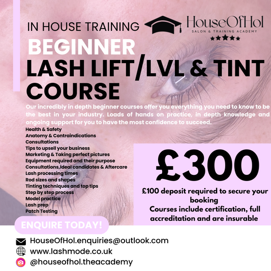 IN HOUSE Lash lift/ LVL & Tint Training Course